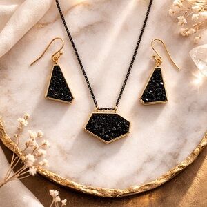OneOAK Black Druzy Agate Necklace Earrings Set Bloomingdale’s